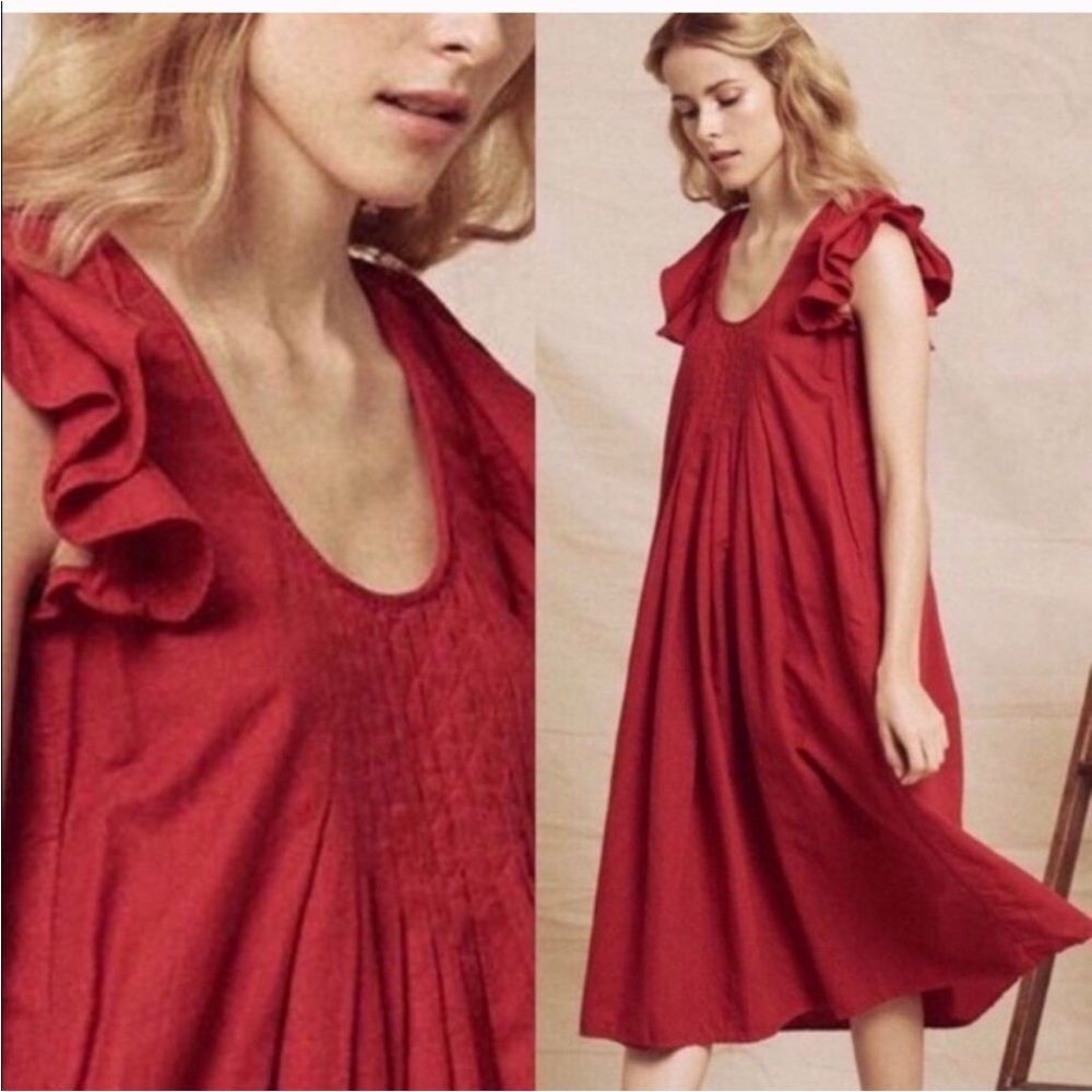 The GREAT Red Pinafore Midi Dress Womens Medium